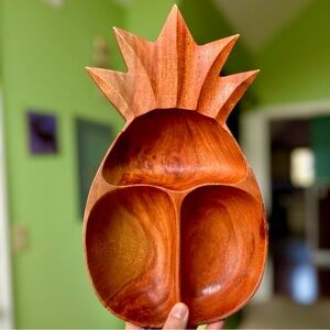 Wooden Bamboo Pineapple Sectioned Food Serving Tray Kitchen Decorative Platter